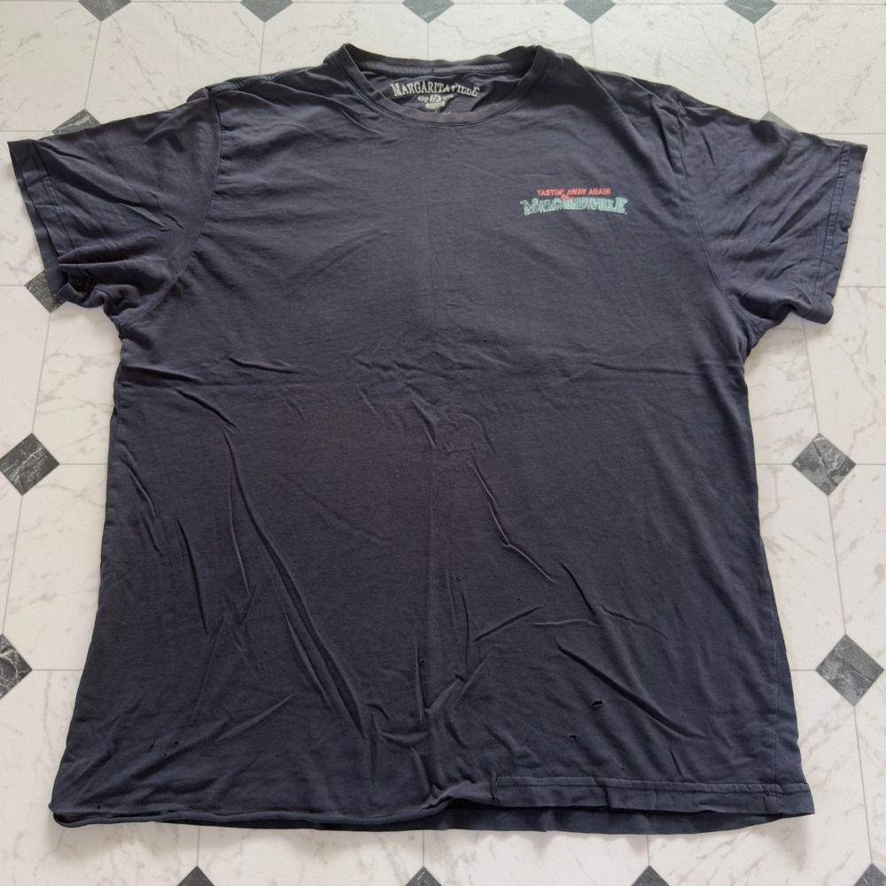 Margaritaville Cheeseburger in Paradise T Shirt Mens L Faded Navy Diner Vintage
